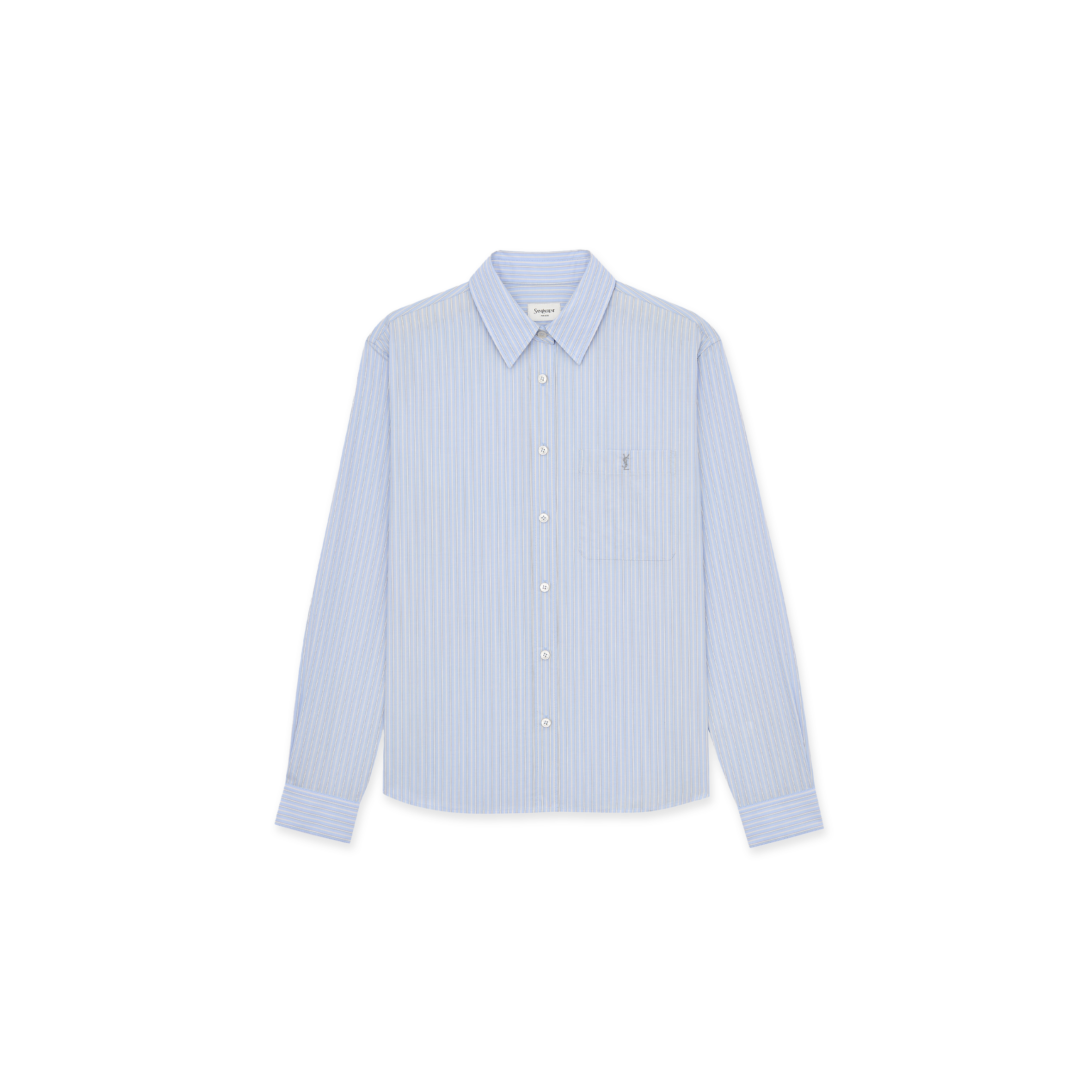 YSL CASSANDRE SHIRT IN STRIPED COTTON POPLIN 861080Y7J664427